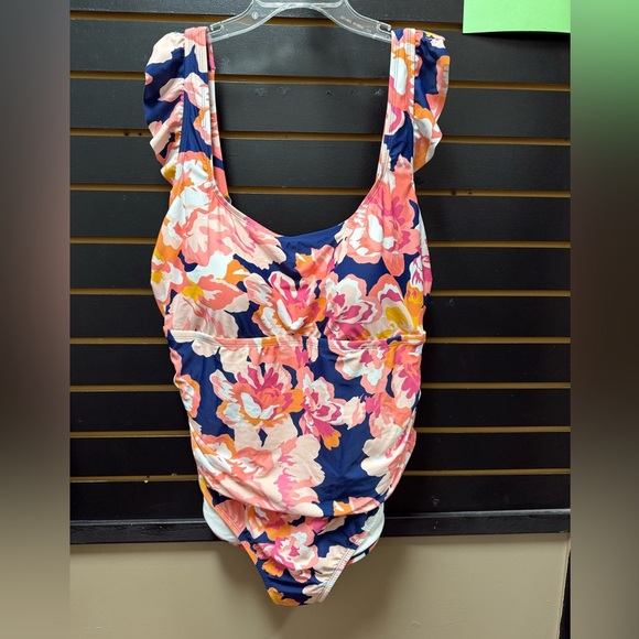 NWT Kona Sol Full Coverage Floral Print Ruffle Sleeve One Piece Swimsuit - Picture 1 of 4
